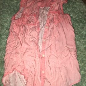 Bright button up sleeveless shirt